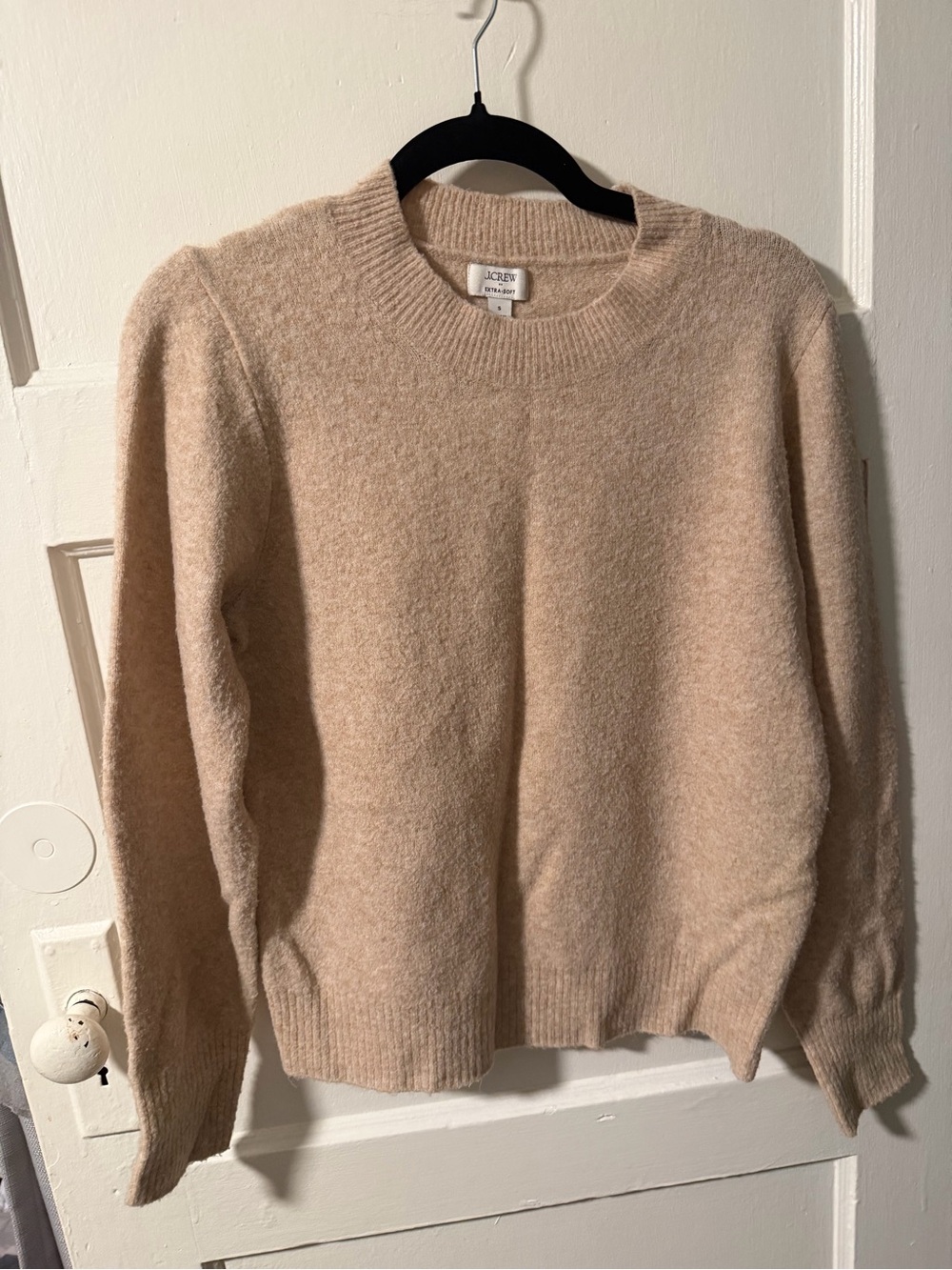 J. Crew Women’s Small Extra Soft Knit Crewneck Tan Camel Wool Blend Sweater